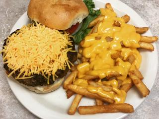 cheeseburger, chalmette burger, cheese fries